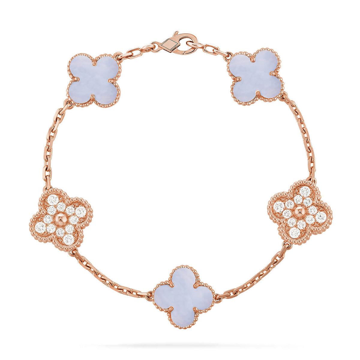 [⭐Seralia] CLOVER 5 MOTIF PURPLE CHALCEDONY BRACELET COLLECTION