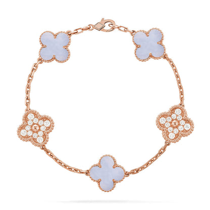 [⭐Seralia] CLOVER 5 MOTIF PURPLE CHALCEDONY BRACELET COLLECTION
