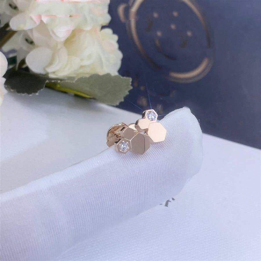 [⭐Seralia]BEE LOVE PINK GOLD DIAMOND EARRINGS