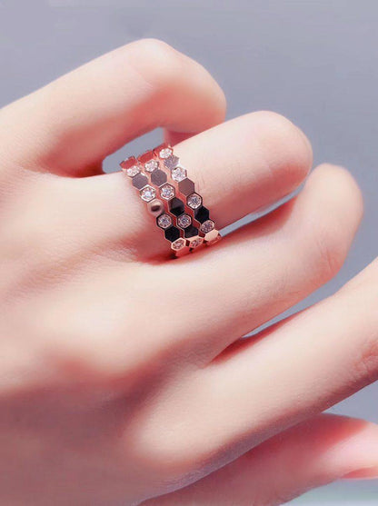 [⭐Seralia]BEE LOVE RING PINK GOLD DIAMOND
