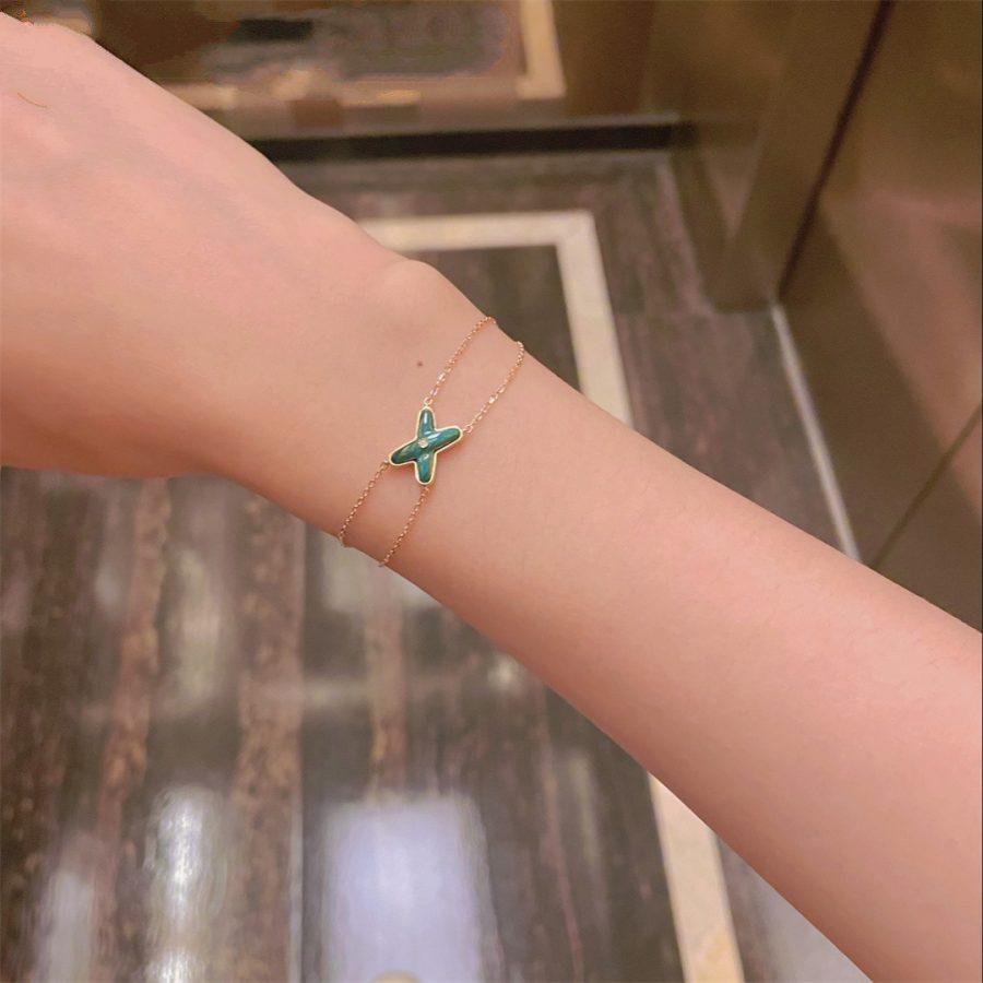 [⭐Seralia]JEUX BRACELET MALACHITE PINK GOLD 1 DIAMOND