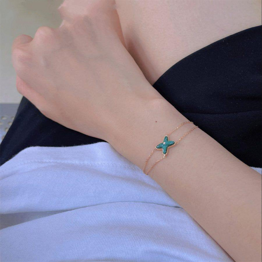 [⭐Seralia]JEUX BRACELET MALACHITE PINK GOLD 1 DIAMOND