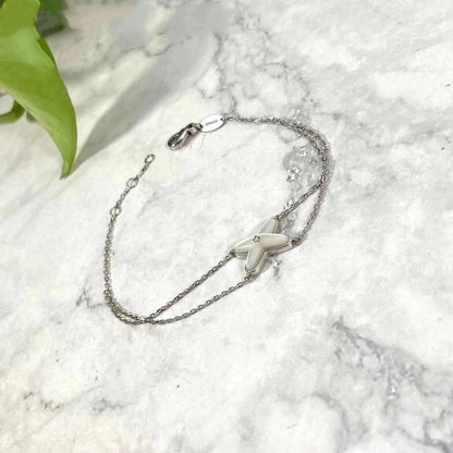 [⭐Seralia]JEUX BRACELET WHITE MOP SILVER 1 DIAMOND
