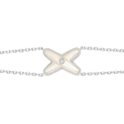 [⭐Seralia]JEUX BRACELET WHITE MOP SILVER 1 DIAMOND
