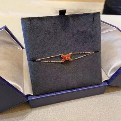 [⭐Seralia]JEUX BRACELET CARNELIAN PINK GOLD 1 DIAMOND