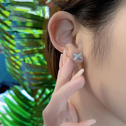 [⭐Seralia]JEUX DE SILVER DIAMOND EARRINGS