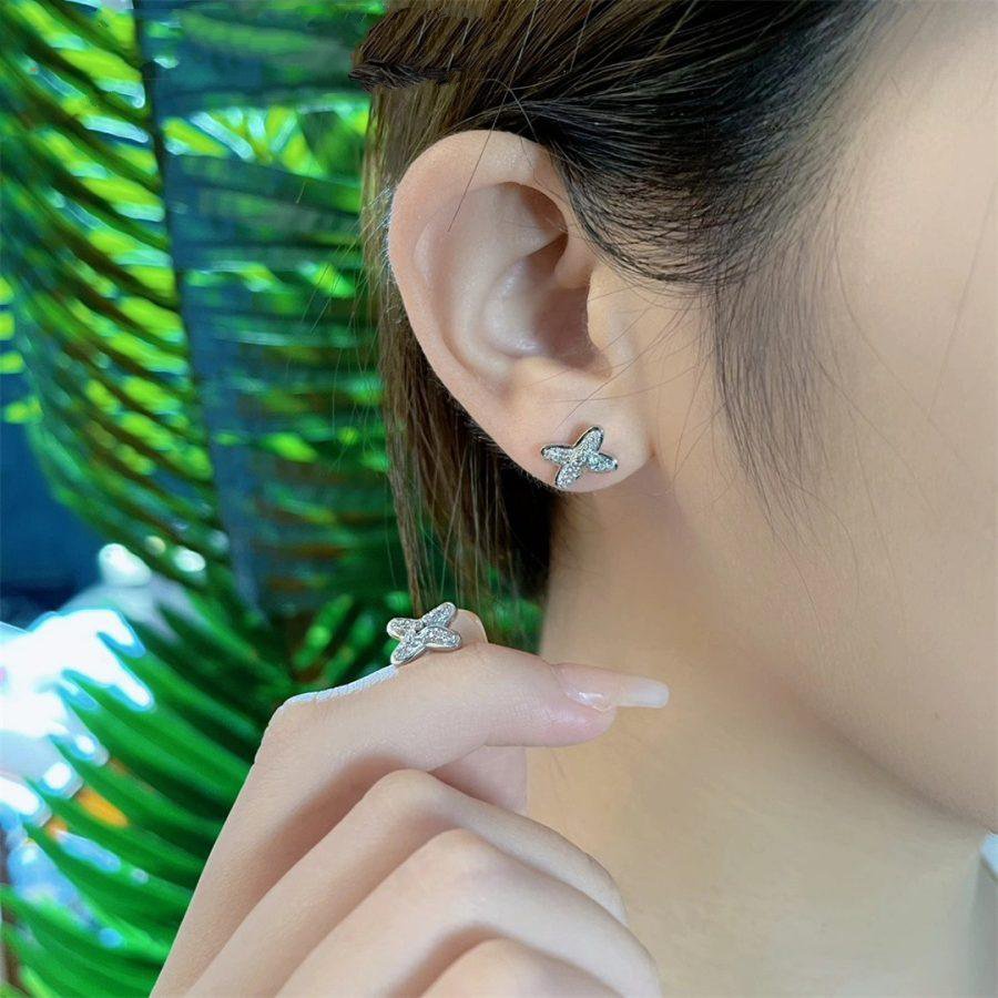 [⭐Seralia]JEUX DE SILVER DIAMOND EARRINGS