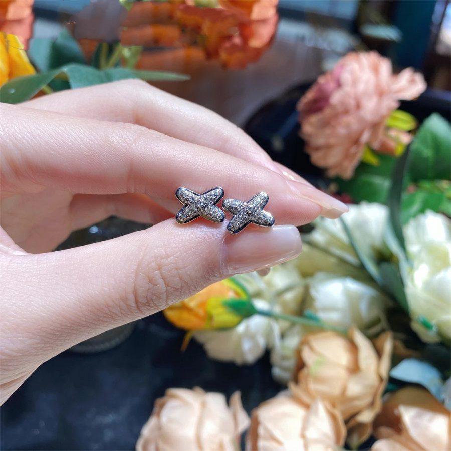 [⭐Seralia]JEUX DE SILVER DIAMOND EARRINGS