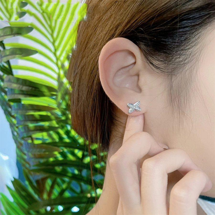 [⭐Seralia]JEUX DE SILVER DIAMOND EARRINGS