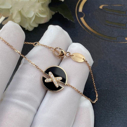 [⭐Seralia]JEUX DE BRACELET ONYX PINK GOLD DIAMOND