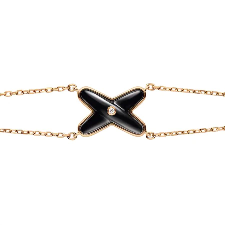 [⭐Seralia]JEUX BRACELET ONYX PINK GOLD 1 DIAMOND