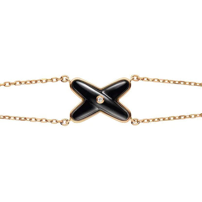[⭐Seralia]JEUX BRACELET ONYX PINK GOLD 1 DIAMOND