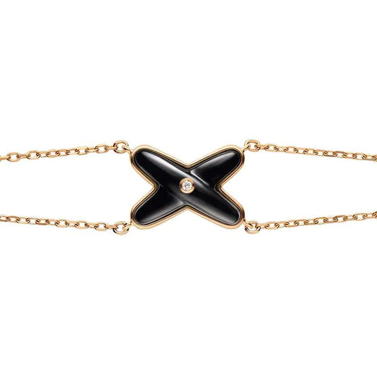 [⭐Seralia]JEUX BRACELET ONYX PINK GOLD 1 DIAMOND