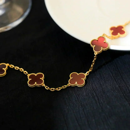[⭐Seralia] CLOVER 5 MOTIF RED CORNELIAN BRACELET COLLECTION