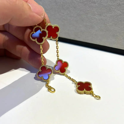 [⭐Seralia] CLOVER 5 MOTIF RED CORNELIAN BRACELET COLLECTION