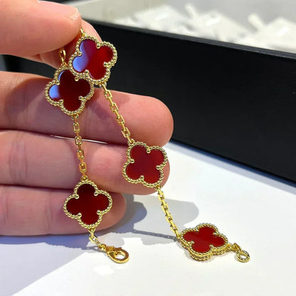 [⭐Seralia] CLOVER 5 MOTIF RED CORNELIAN BRACELET COLLECTION