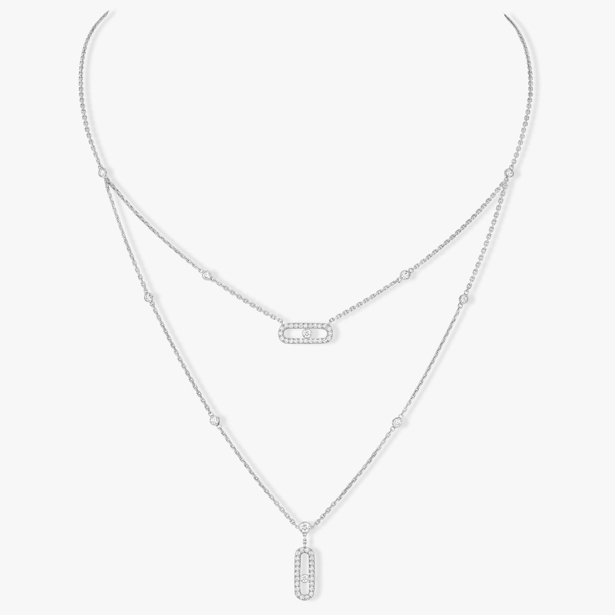 [⭐Seralia]MOVE 2 ROW DIAMOND NECKLACE
