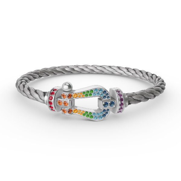 [⭐Seralia]FORC LARGE HORSESHOE  COLORED DIAMOND BRACELET SILVER