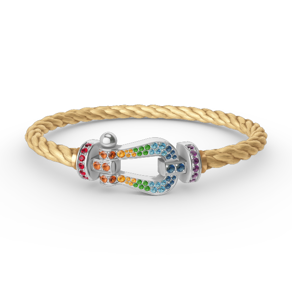 [⭐Seralia]FORC LARGE HORSESHOE  COLORED DIAMOND BRACELET SILVER
