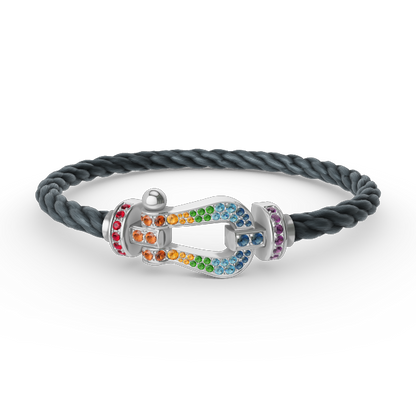 [⭐Seralia]FORC LARGE HORSESHOE  COLORED DIAMOND BRACELET SILVER