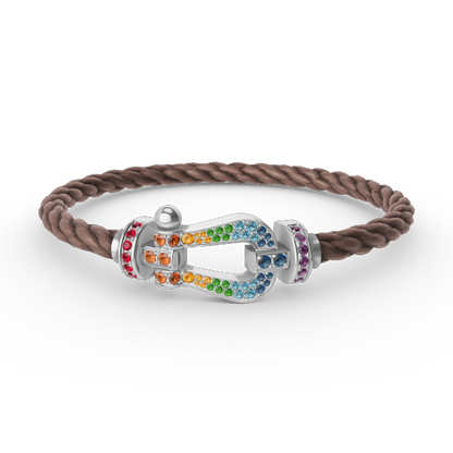 [⭐Seralia]FORC LARGE HORSESHOE  COLORED DIAMOND BRACELET SILVER