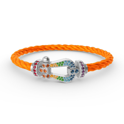 [⭐Seralia]FORC LARGE HORSESHOE  COLORED DIAMOND BRACELET SILVER