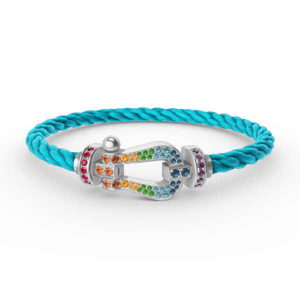 [⭐Seralia]FORC LARGE HORSESHOE  COLORED DIAMOND BRACELET SILVER