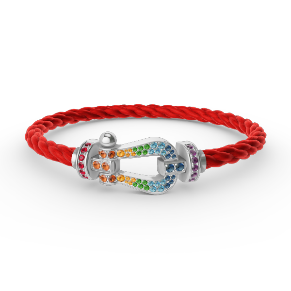 [⭐Seralia]FORC LARGE HORSESHOE  COLORED DIAMOND BRACELET SILVER