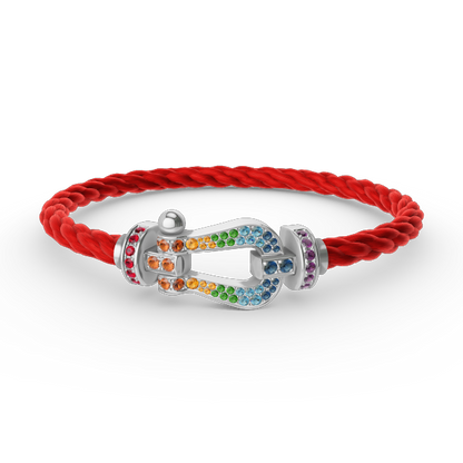 [⭐Seralia]FORC LARGE HORSESHOE  COLORED DIAMOND BRACELET SILVER