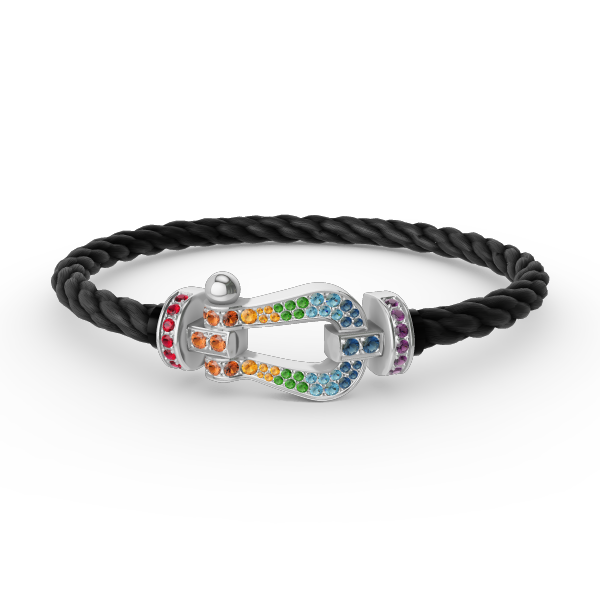 [⭐Seralia]FORC LARGE HORSESHOE  COLORED DIAMOND BRACELET SILVER