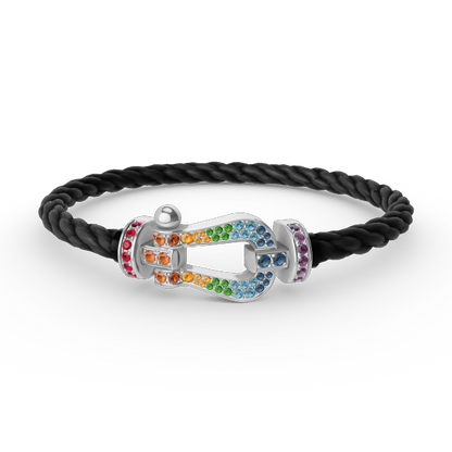 [⭐Seralia]FORC LARGE HORSESHOE  COLORED DIAMOND BRACELET SILVER
