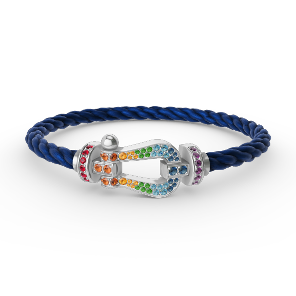[⭐Seralia]FORC LARGE HORSESHOE  COLORED DIAMOND BRACELET SILVER