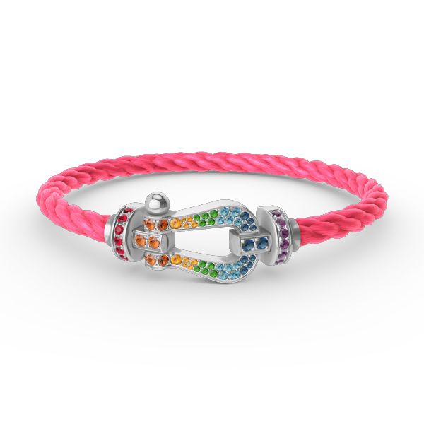 [⭐Seralia]FORC LARGE HORSESHOE  COLORED DIAMOND BRACELET SILVER