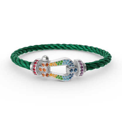 [⭐Seralia]FORC LARGE HORSESHOE  COLORED DIAMOND BRACELET SILVER