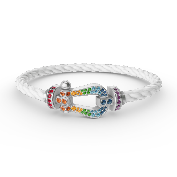 [⭐Seralia]FORC LARGE HORSESHOE  COLORED DIAMOND BRACELET SILVER