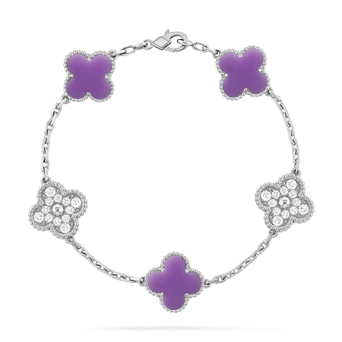 [⭐Seralia]CLOVER 5 MOTIF LIGHT PURPLE BRACELET COLLECTION