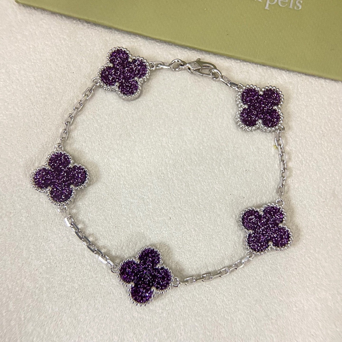 [⭐Seralia]NEW PURPLE SAND-GOLD FOUR-LEAF CLOVER 5-FLOWER BRACELET