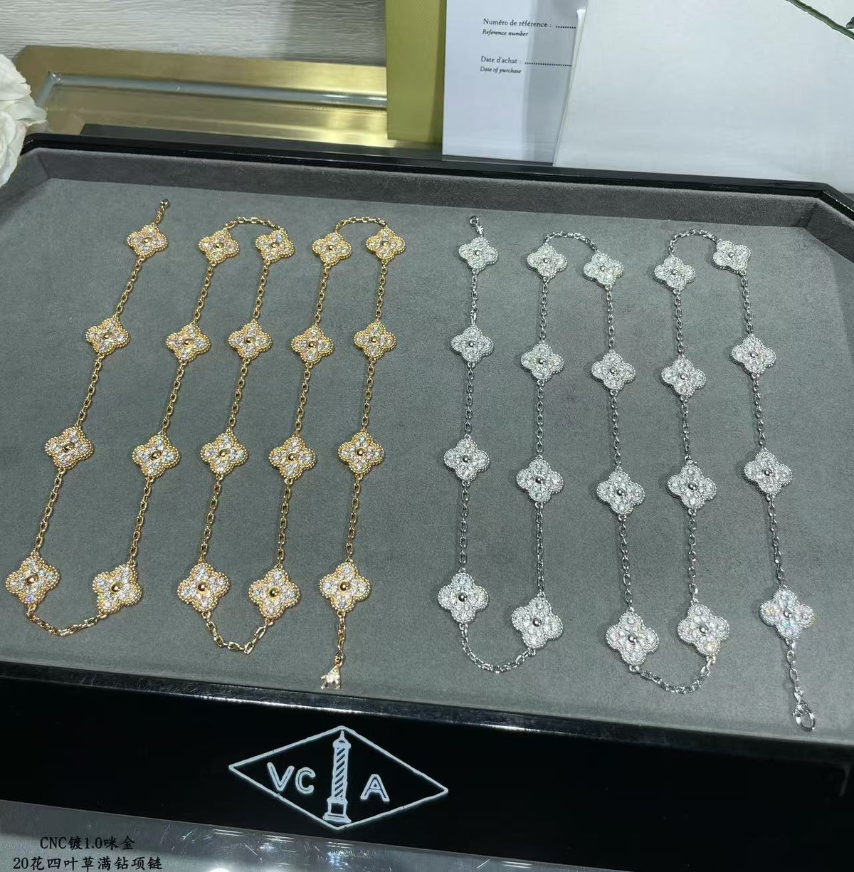 [⭐Seralia]CLOVER 20 MOTIFS FULL-DIAMOND NECKLACE