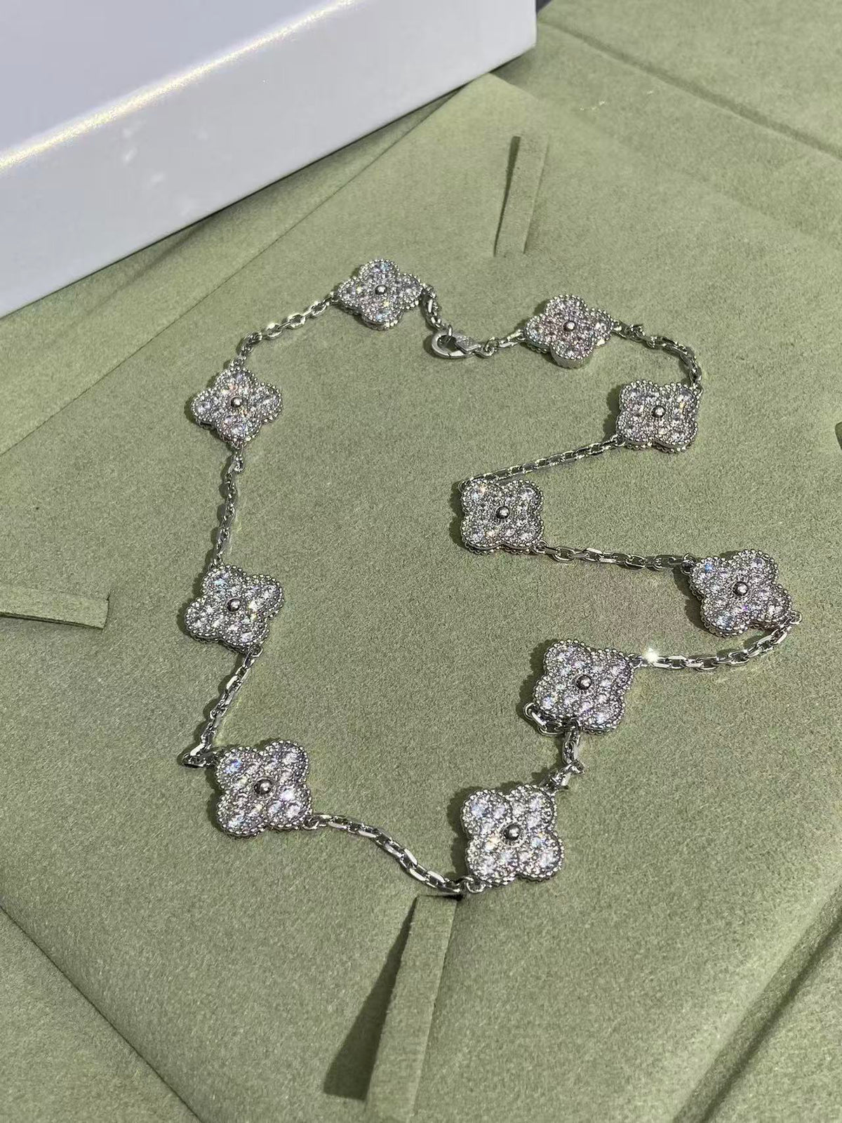 [⭐Seralia]CLOVER 10 MOTIFS  FULL DIAMOND NECKLACE
