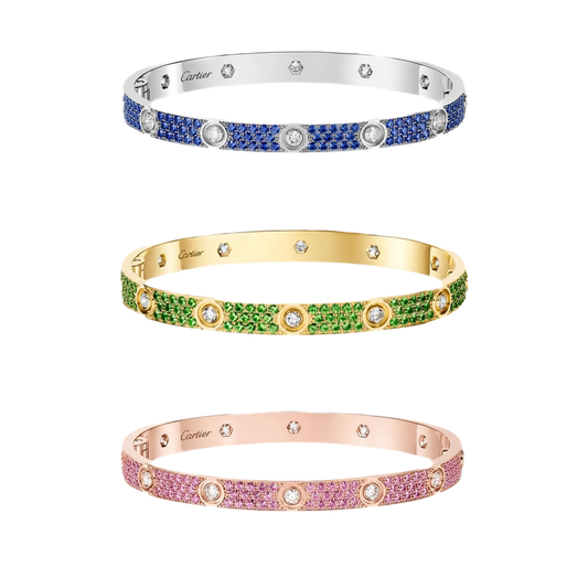 [⭐Seralia]2026 PAVE GEMSTONE LOVE BRACELET 6.1MM 10 DIAMONDS