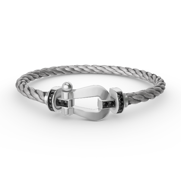 [⭐Seralia]FORCE LARGE HORSESHOE BLACK DIAMOND BRACELET SILVER
