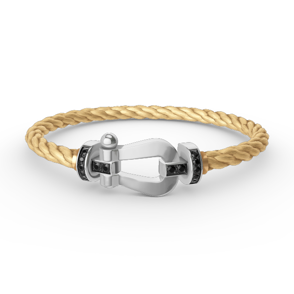 [⭐Seralia]FORCE LARGE HORSESHOE BLACK DIAMOND BRACELET SILVER