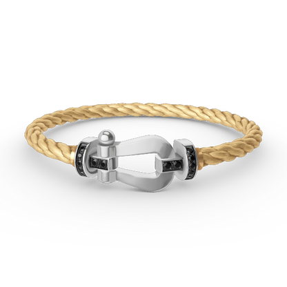 [⭐Seralia]FORCE LARGE HORSESHOE BLACK DIAMOND BRACELET SILVER