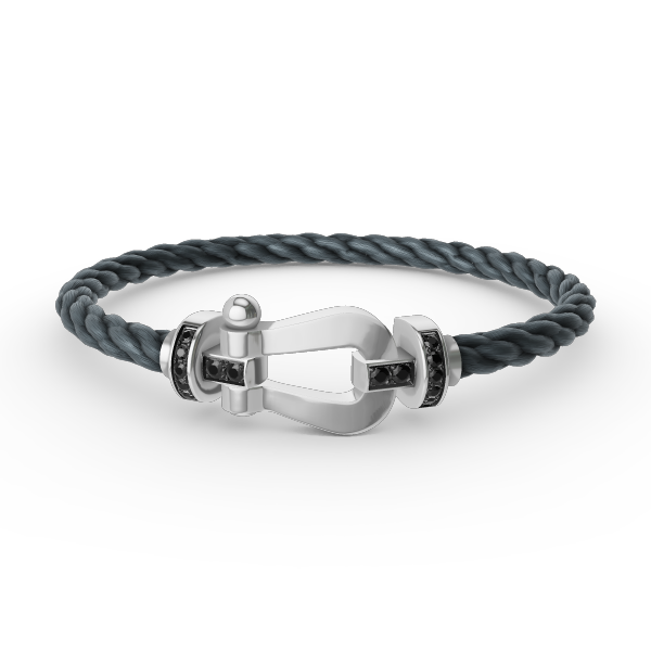 [⭐Seralia]FORCE LARGE HORSESHOE BLACK DIAMOND BRACELET SILVER