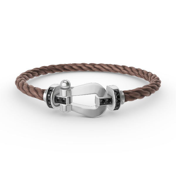 [⭐Seralia]FORCE LARGE HORSESHOE BLACK DIAMOND BRACELET SILVER