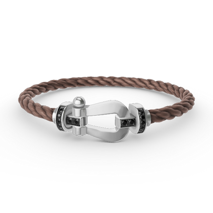 [⭐Seralia]FORCE LARGE HORSESHOE BLACK DIAMOND BRACELET SILVER