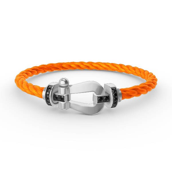 [⭐Seralia]FORCE LARGE HORSESHOE BLACK DIAMOND BRACELET SILVER