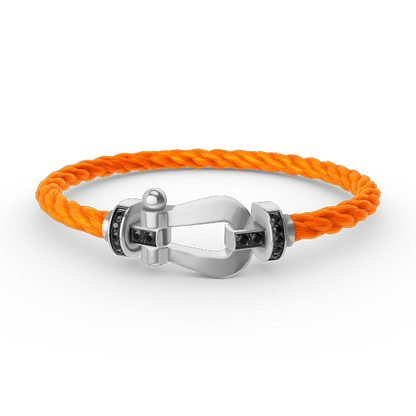 [⭐Seralia]FORCE LARGE HORSESHOE BLACK DIAMOND BRACELET SILVER