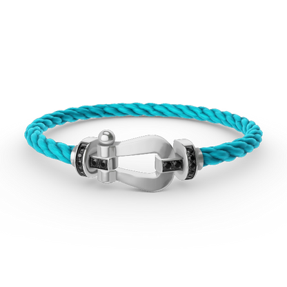 [⭐Seralia]FORCE LARGE HORSESHOE BLACK DIAMOND BRACELET SILVER