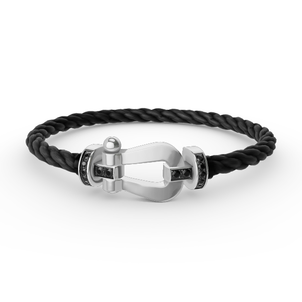 [⭐Seralia]FORCE LARGE HORSESHOE BLACK DIAMOND BRACELET SILVER